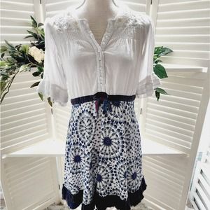 FREE PEOPLE PEASANT LACE BUTTON DOWN DRESS SIZE 2